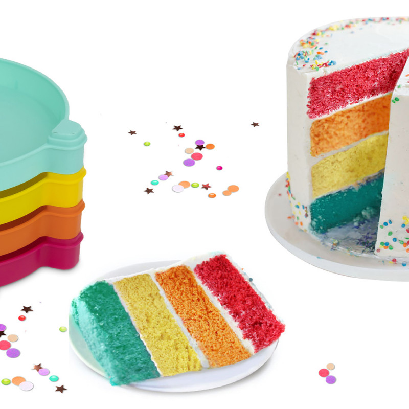 Moule Rainbow Cake Silicone Rond Moule Gâteau Rond Lot de 4 Moulle